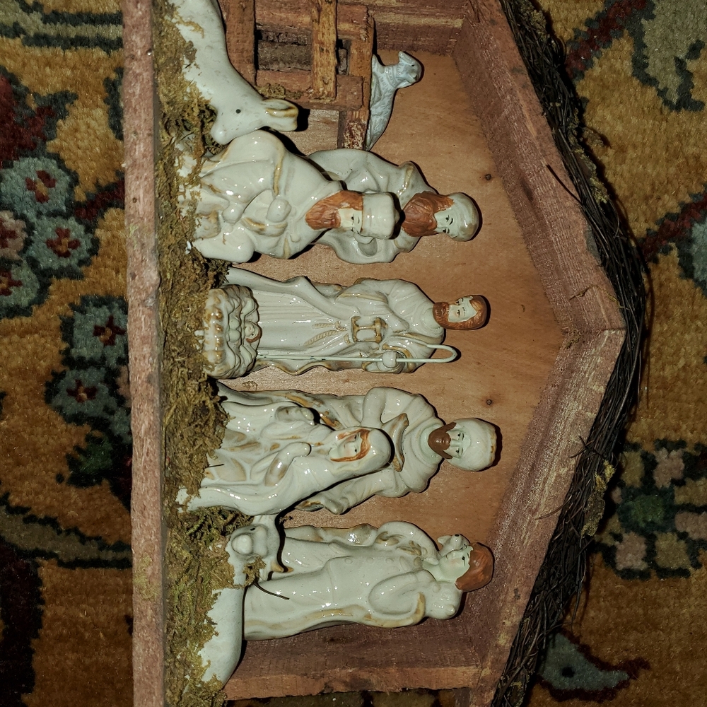 Small Wood and Porvelain Nativity